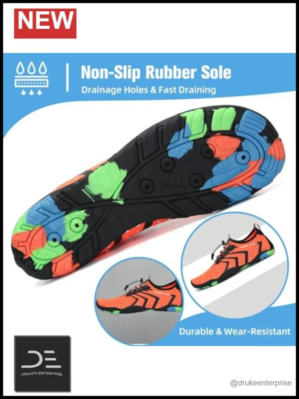 Quick-Dry Barefoot Swim Shoes with Drainage Holes, Lightweight Aqua Shoes
